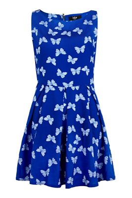 Yumi Blue Butterfly Print Day Dress